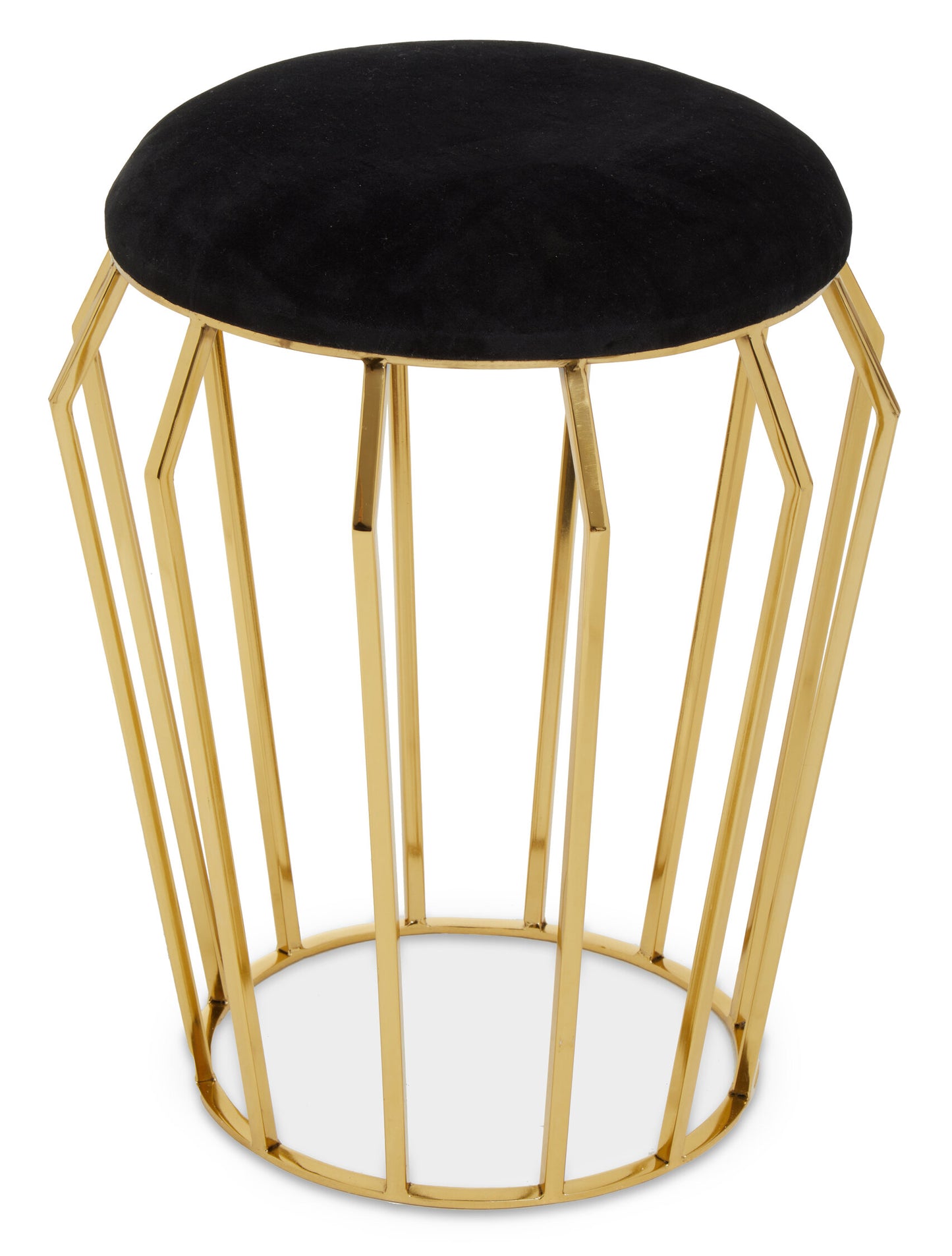 Mara Velvet And Gold Finish Low Stool