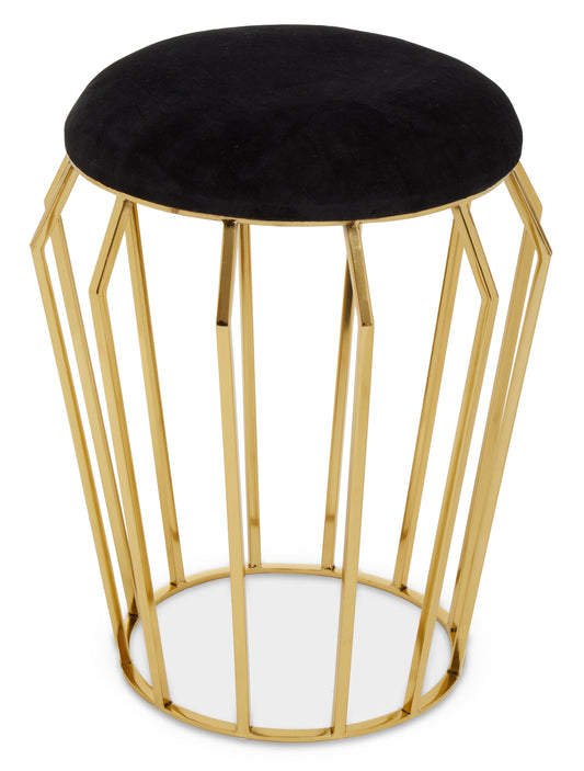 Mara Velvet And Gold Finish Low Stool