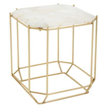 Dorchester White Quartz Gold Side Table