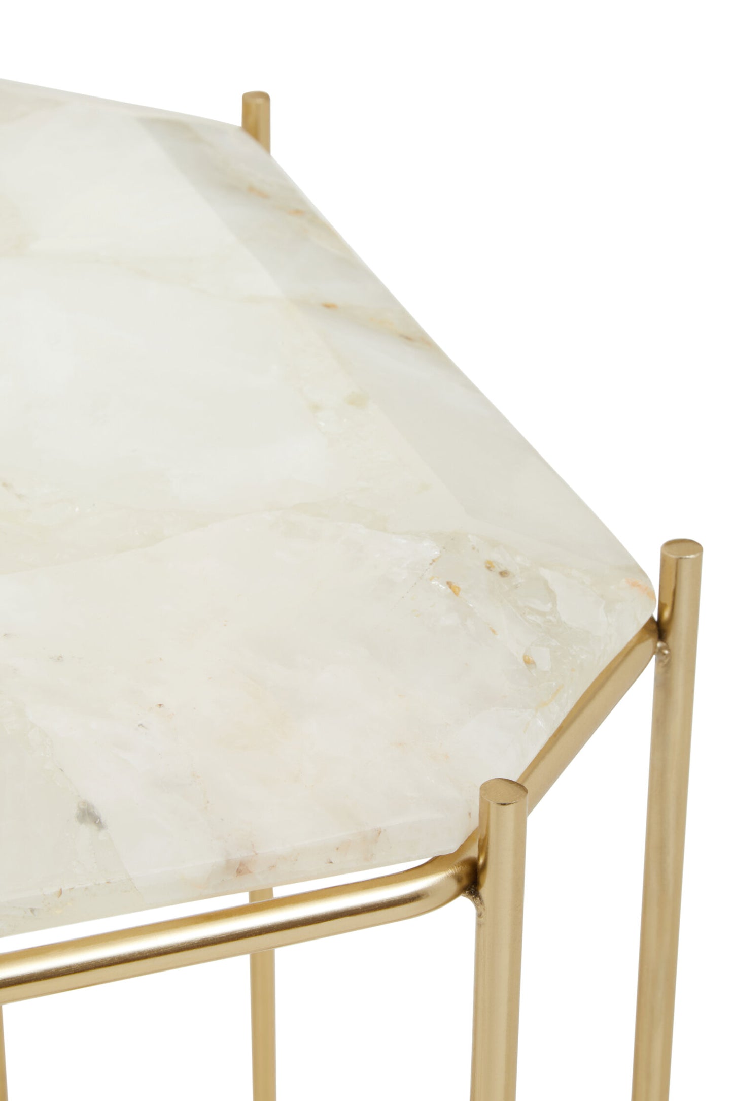 Dorchester White Quartz Gold Side Table