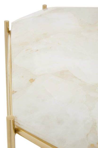 Dorchester White Quartz Gold Side Table