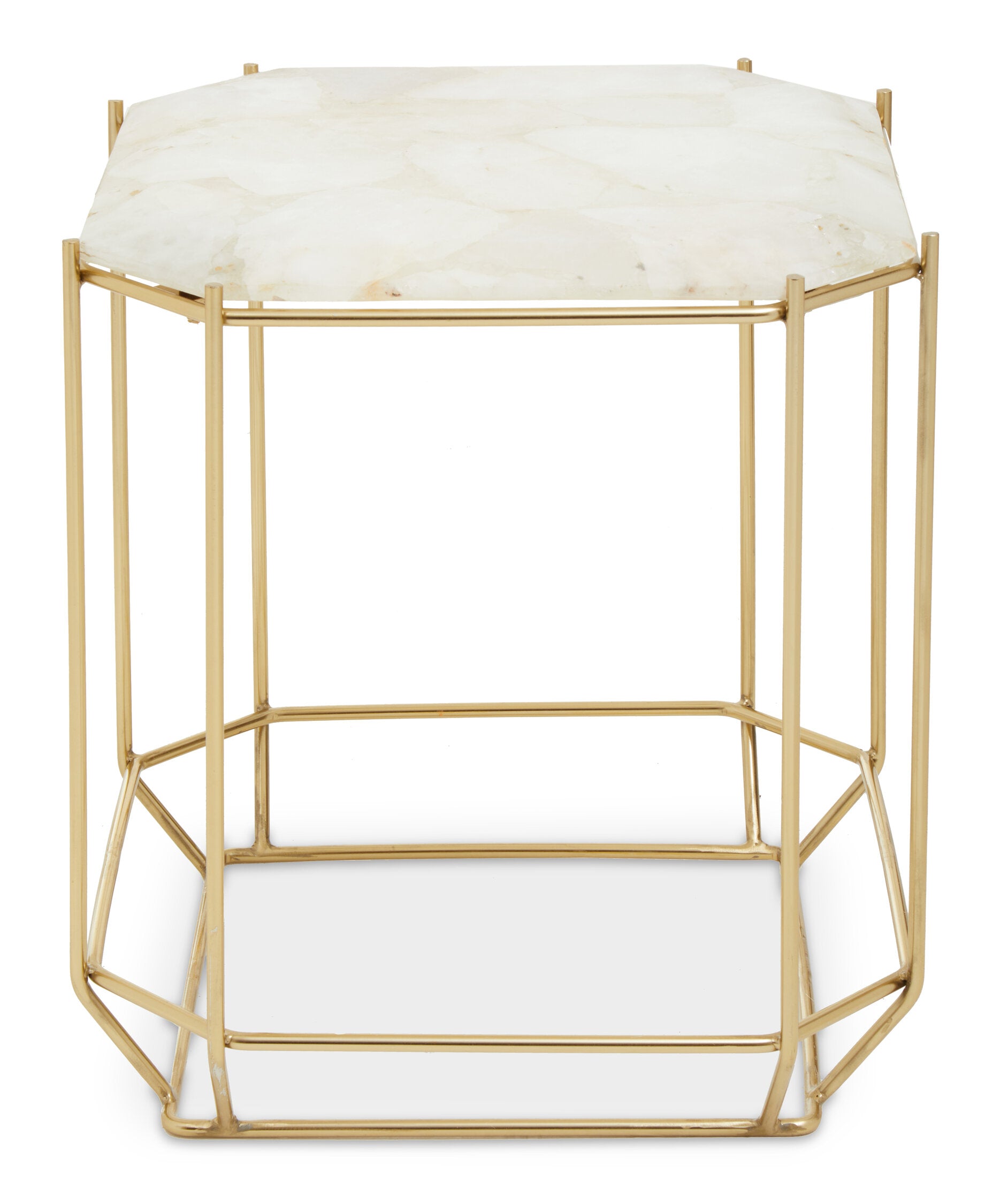 Dorchester White Quartz Gold Side Table | Bali & Blue