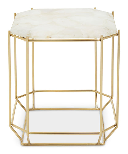 Dorchester White Quartz Gold Side Table | Bali & Blue