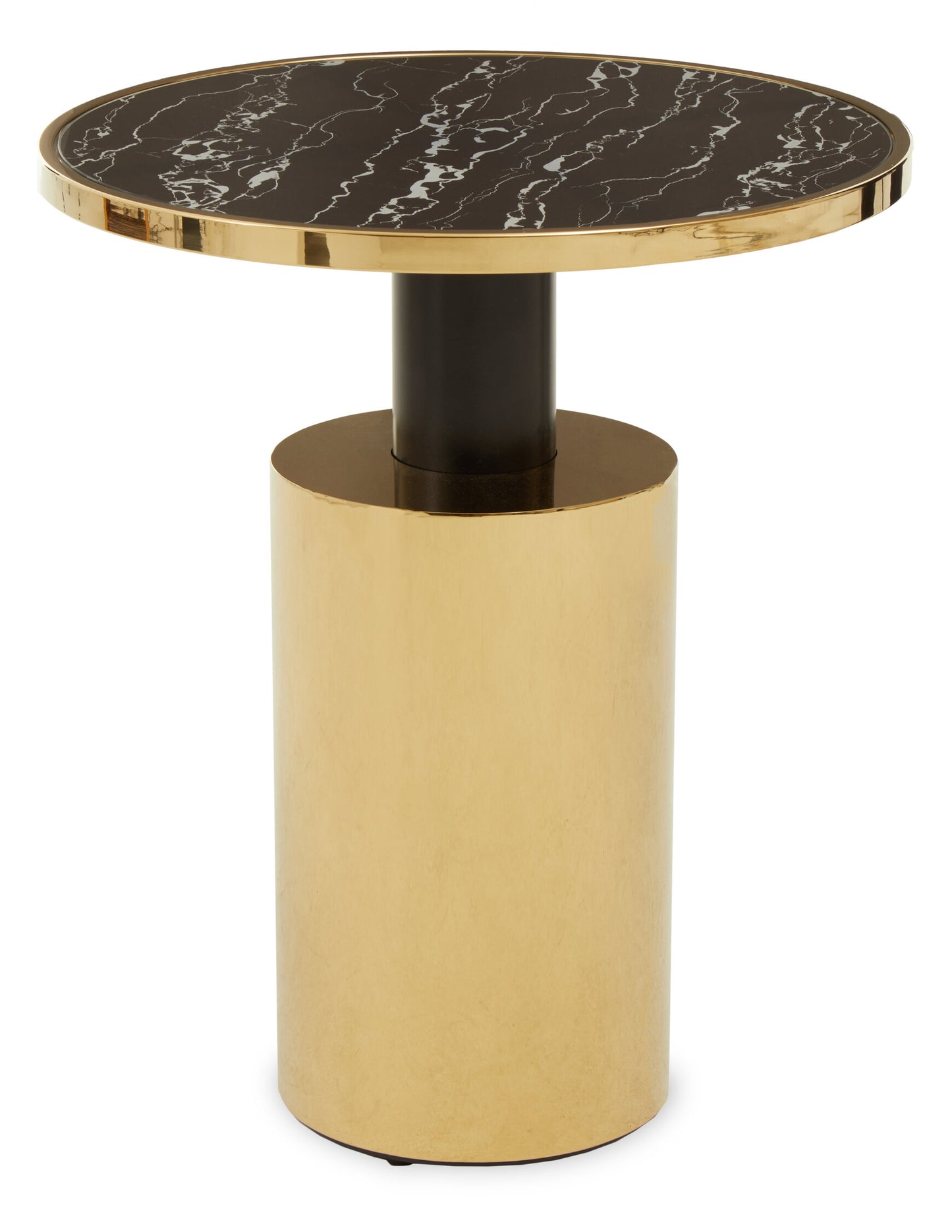 Mia Black Marble Effect Top and Gold Base Side Table