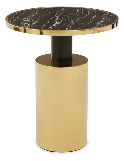 Mia Black Marble Effect Top and Gold Base Side Table