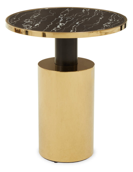 Mia Black Marble Effect Top and Gold Base Side Table
