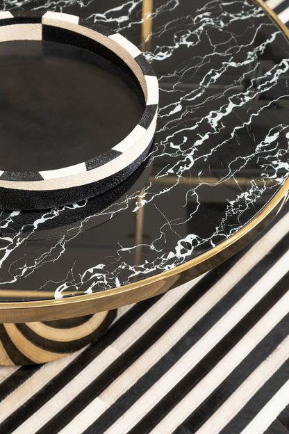 Mia Black Marble Effect Gold Base Coffee Table