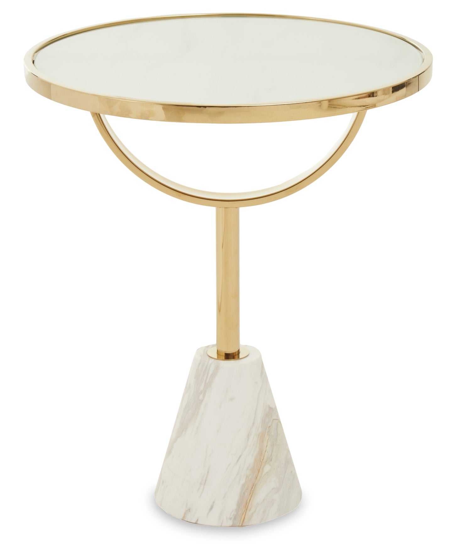 Mia White Glass and Marble Base Side Table