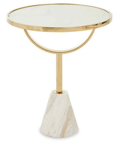 Mia White Glass and Marble Base Side Table