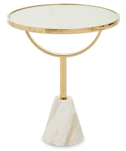 Mia White Glass and Marble Base Side Table