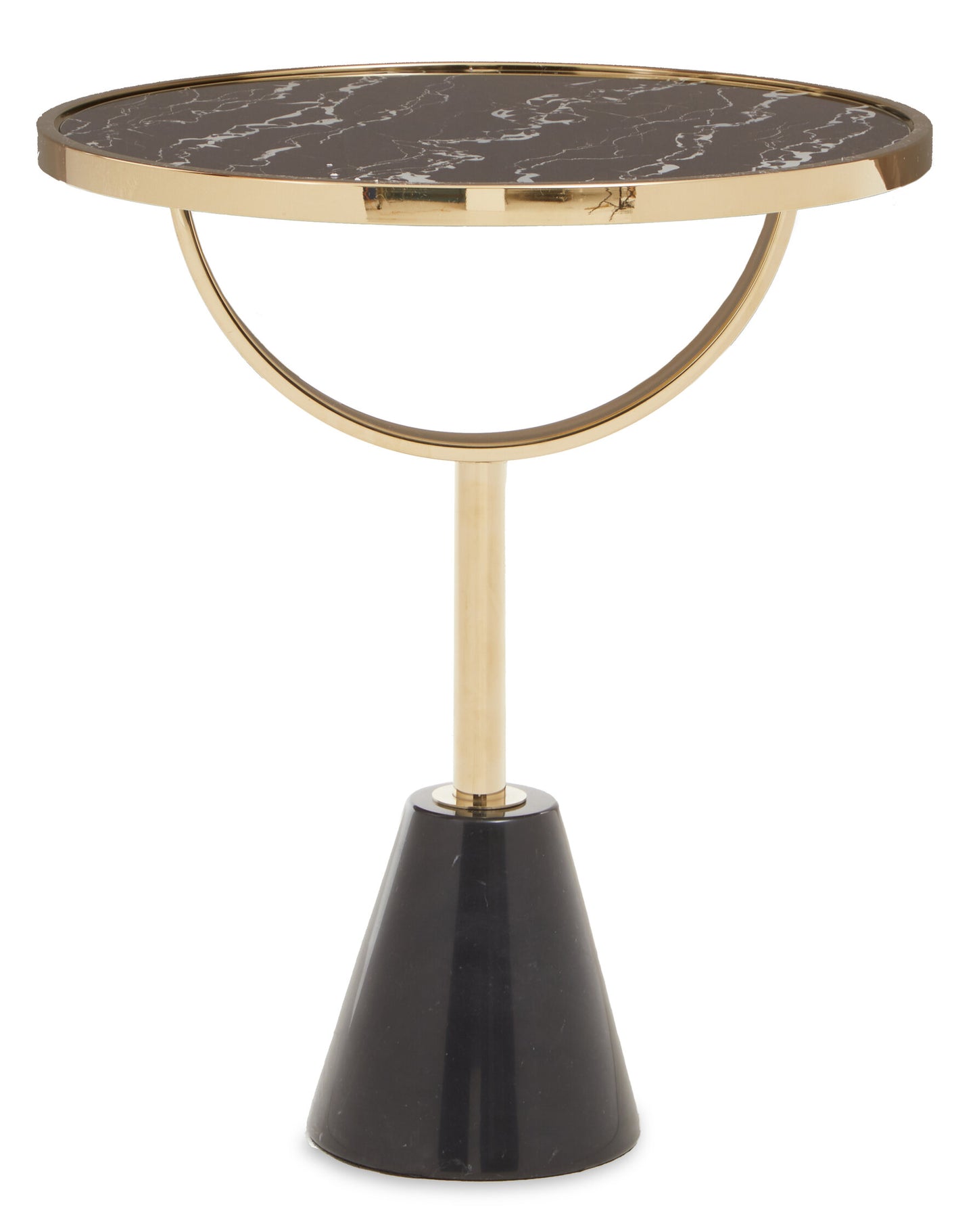 Mia Black Glass and Marble Base Side Table