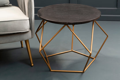 Opus Round Marble Top Coffee Table With Gold Finish Frame