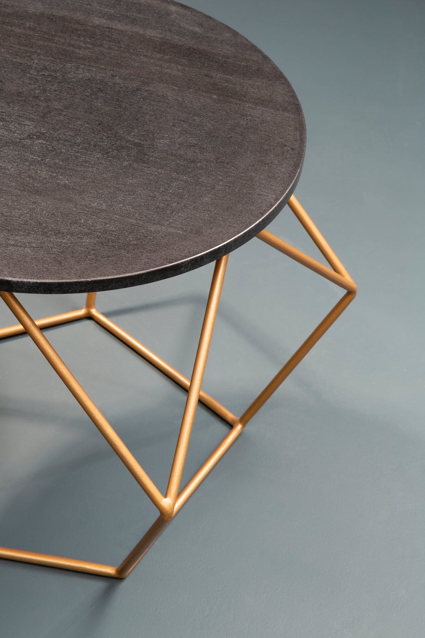 Opus Round Marble Top Coffee Table With Gold Finish Frame