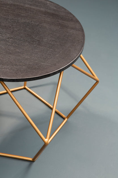 Opus Round Marble Top Coffee Table With Gold Finish Frame