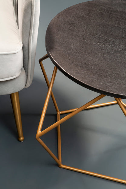 Opus Round Marble Top Coffee Table With Gold Finish Frame