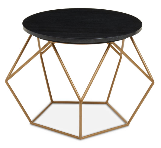 Opus Round Marble Top Coffee Table With Gold Finish Frame
