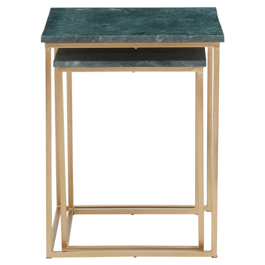 Roma Nest Of 2 Green Marble Side Tables