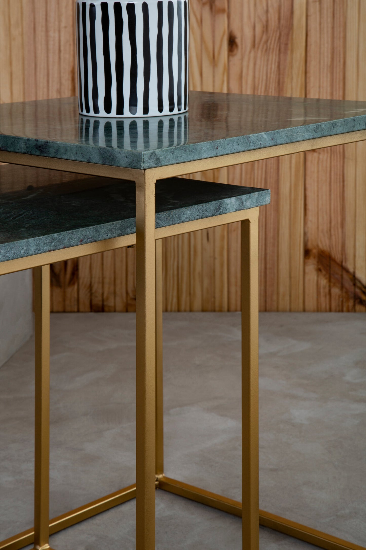 Roma Nest Of 2 Green Marble Side Tables