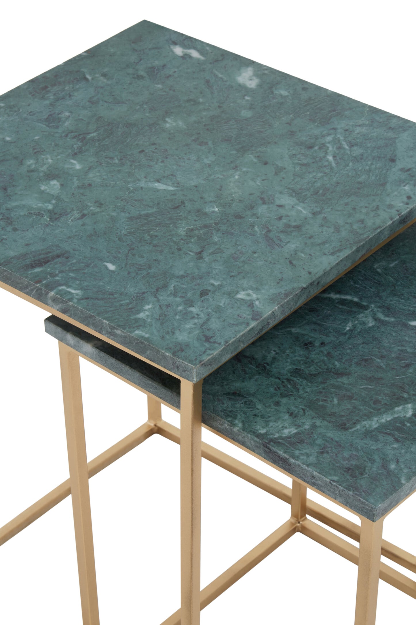 Roma Nest Of 2 Green Marble Side Tables