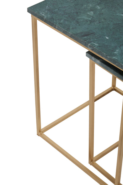 Roma Nest Of 2 Green Marble Side Tables