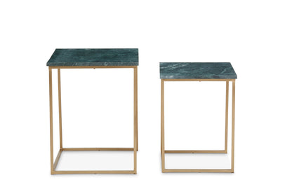 Roma Nest Of 2 Green Marble Side Tables