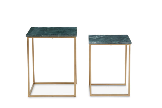 Roma Nest Of 2 Green Marble Side Tables