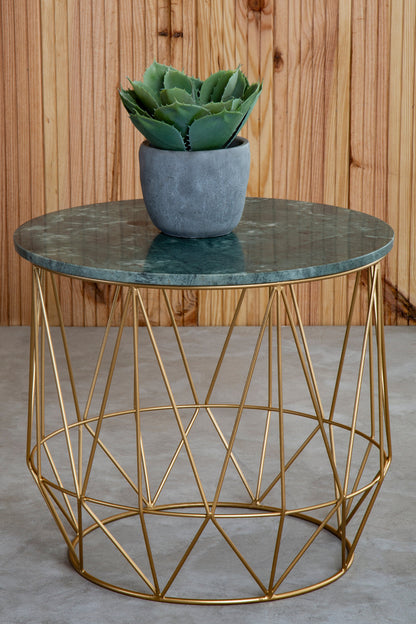 Roma Green Side Table With Gold Frame