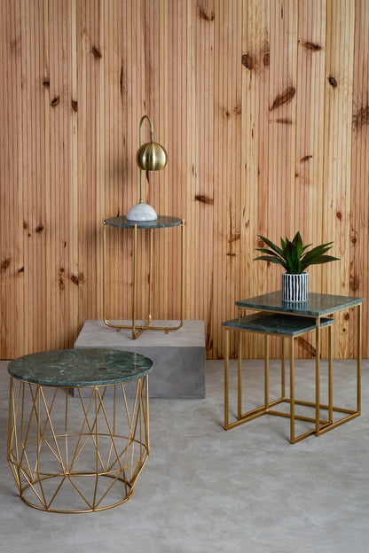 Roma Green Side Table With Gold Frame