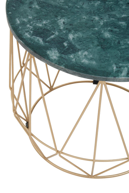 Roma Green Side Table With Gold Frame