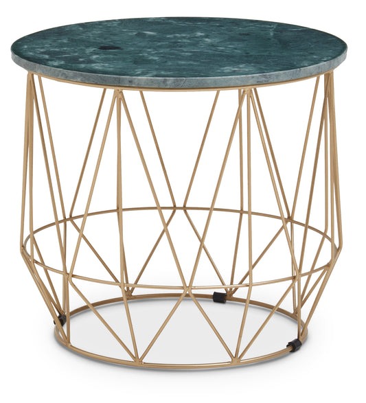 Roma Green Side Table With Gold Frame