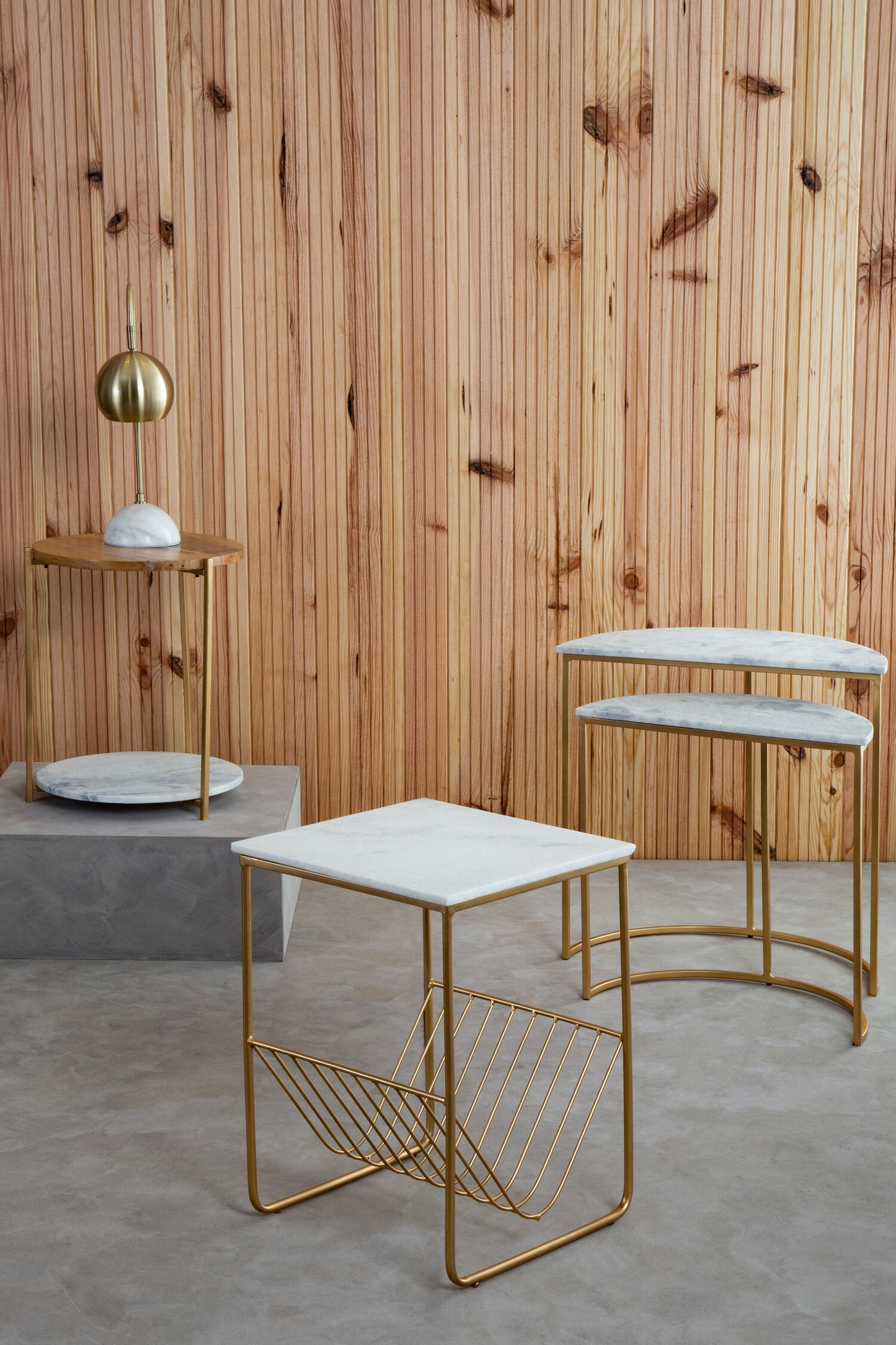 Roma White Marble Rack Side Table