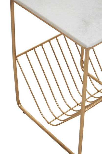 Roma White Marble Rack Side Table