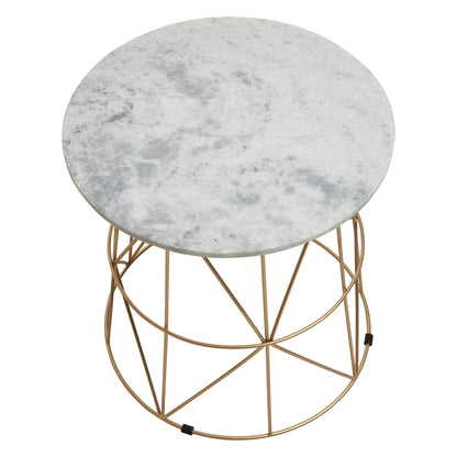 Roma White Marble Round Side Table