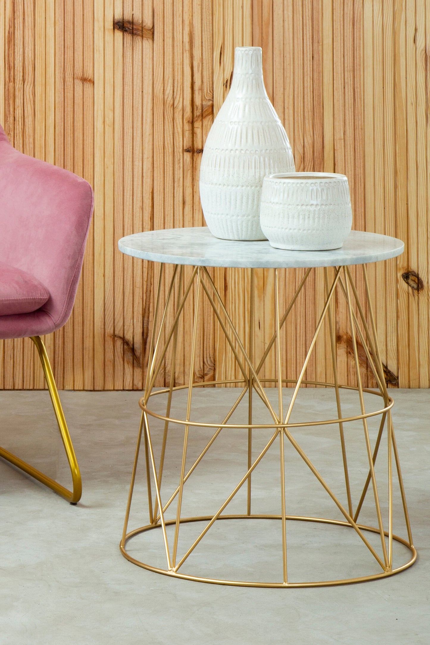 Roma White Marble Round Side Table