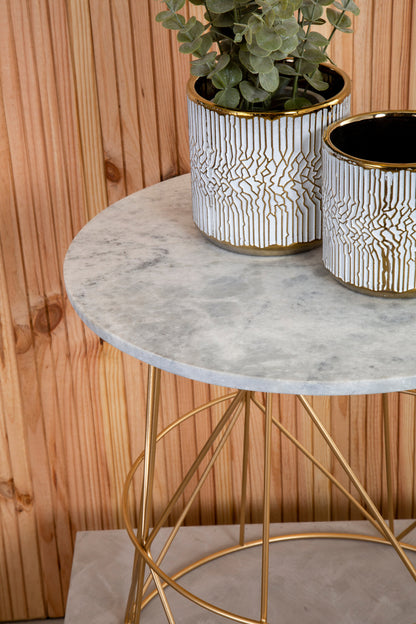 Roma White Marble Round Side Table