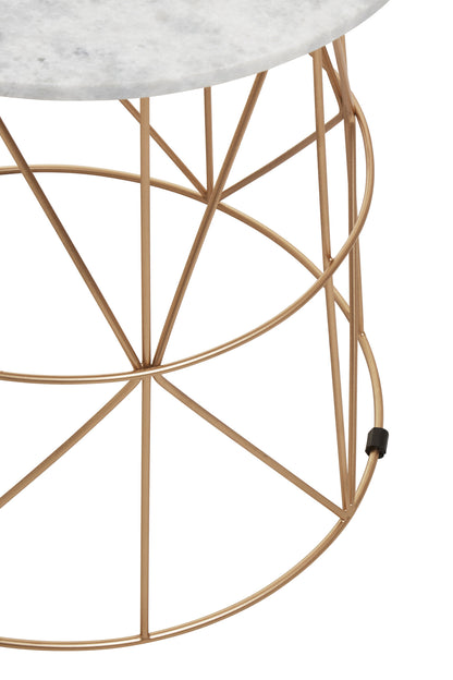 Roma White Marble Round Side Table