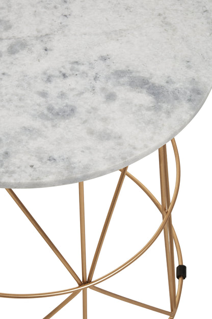 Roma White Marble Round Side Table