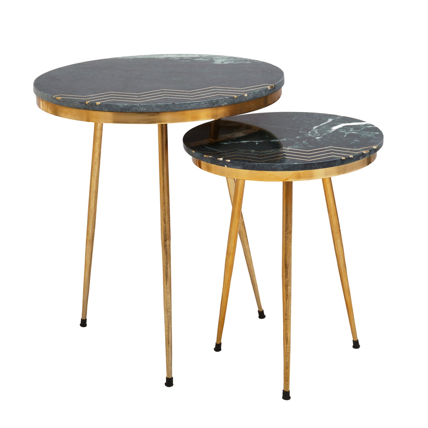 Stefania Green Marble Top Set of 2 Side Table