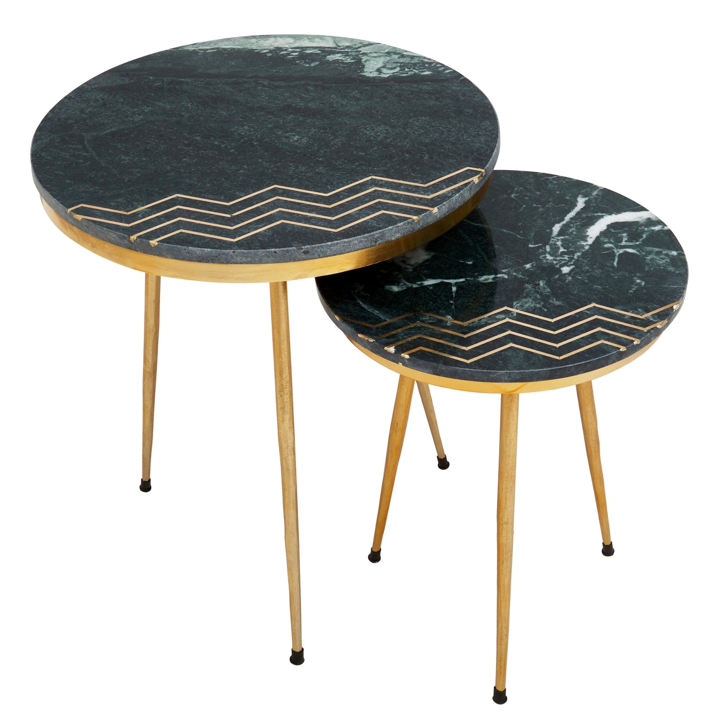 Stefania Green Marble Top Set of 2 Side Table
