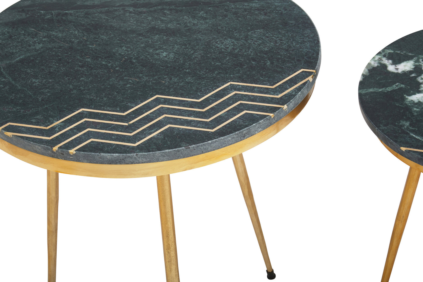 Stefania Green Marble Top Set of 2 Side Table