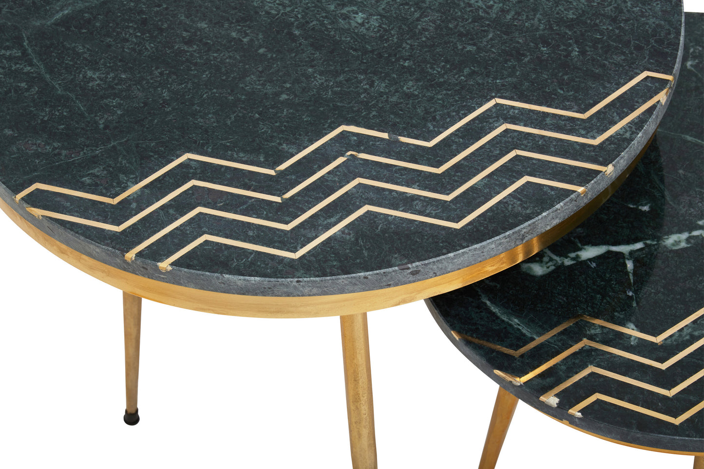 Stefania Green Marble Top Set of 2 Side Table