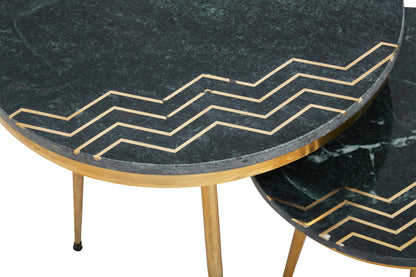 Stefania Green Marble Top Set of 2 Side Table