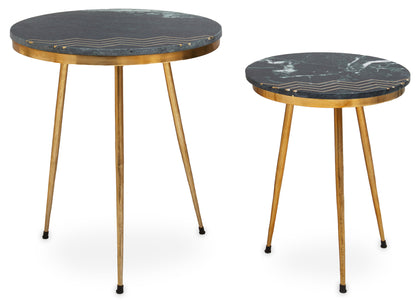 Stefania Green Marble Top Set of 2 Side Table