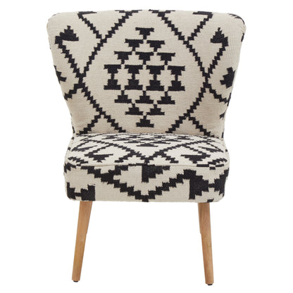Aztec White and Black Berber Style Mango Wood Occasional Chair