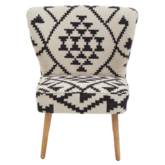 Aztec White and Black Berber Style Mango Wood Occasional Chair