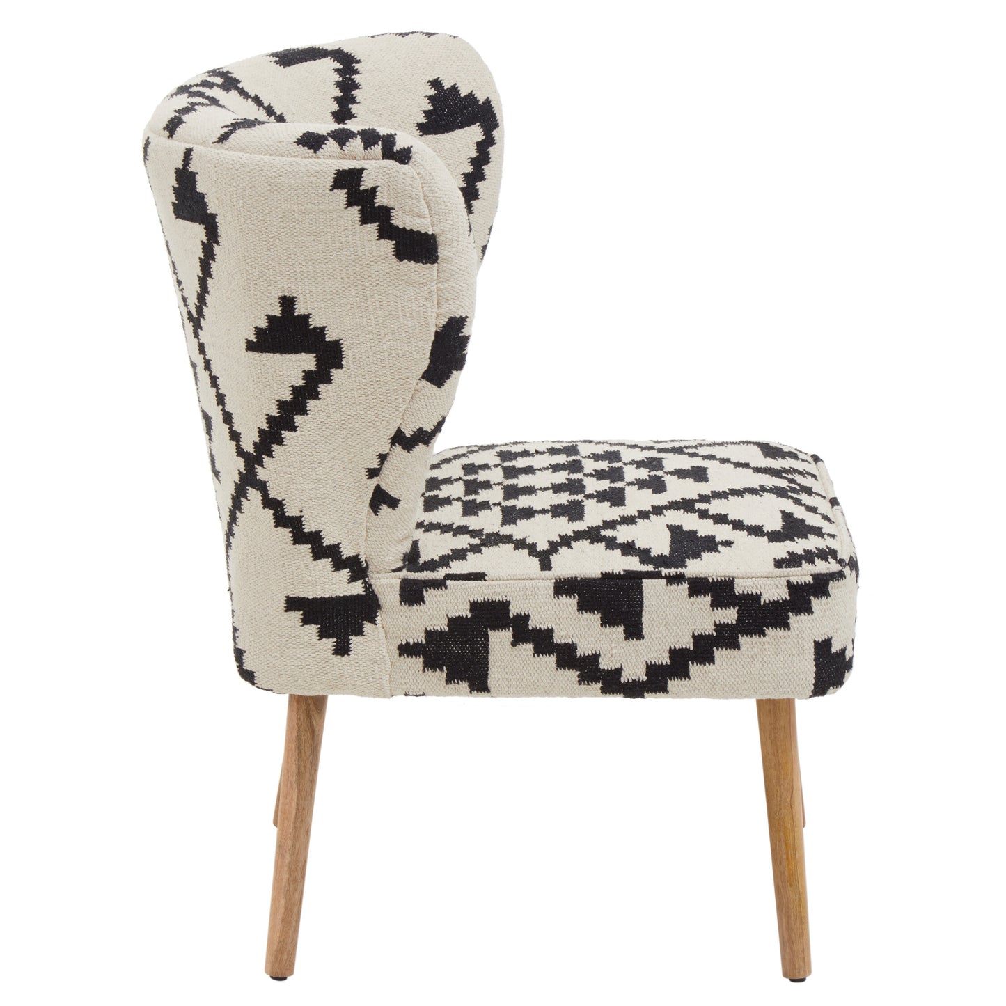 Aztec White and Black Berber Style Mango Wood Occasional Chair