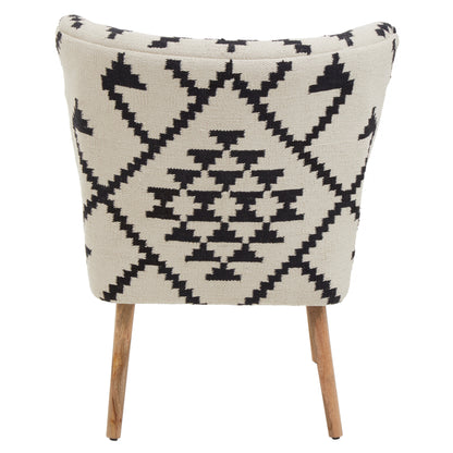 Aztec White and Black Berber Style Mango Wood Occasional Chair