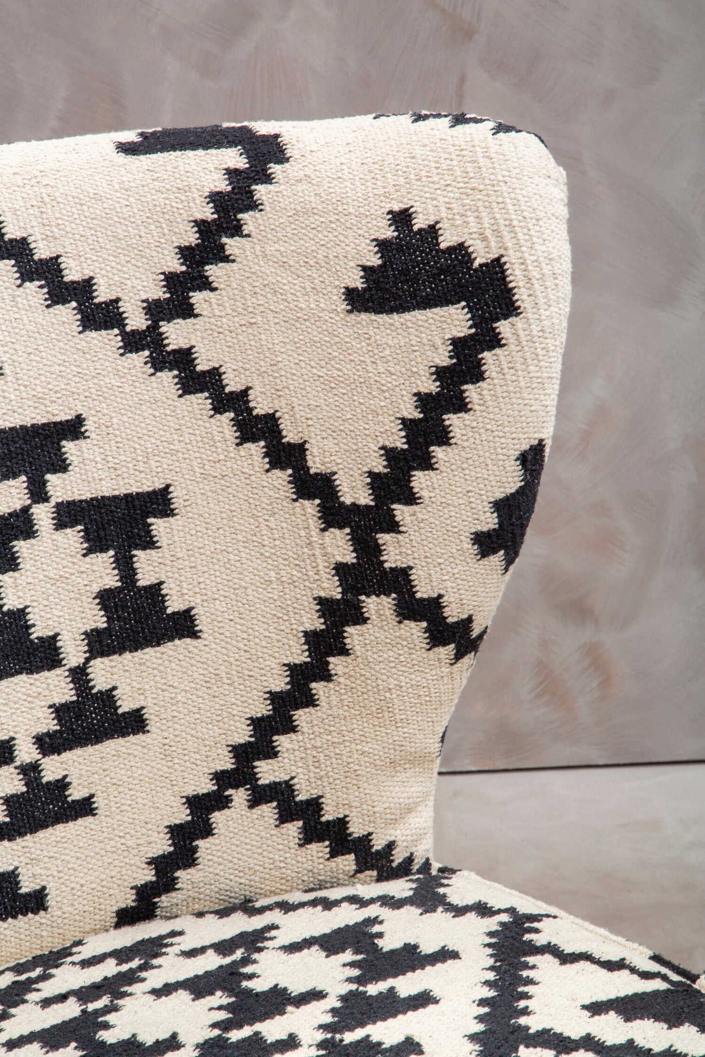 Aztec White and Black Berber Style Mango Wood Occasional Chair