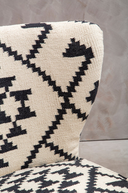 Aztec White and Black Berber Style Mango Wood Occasional Chair