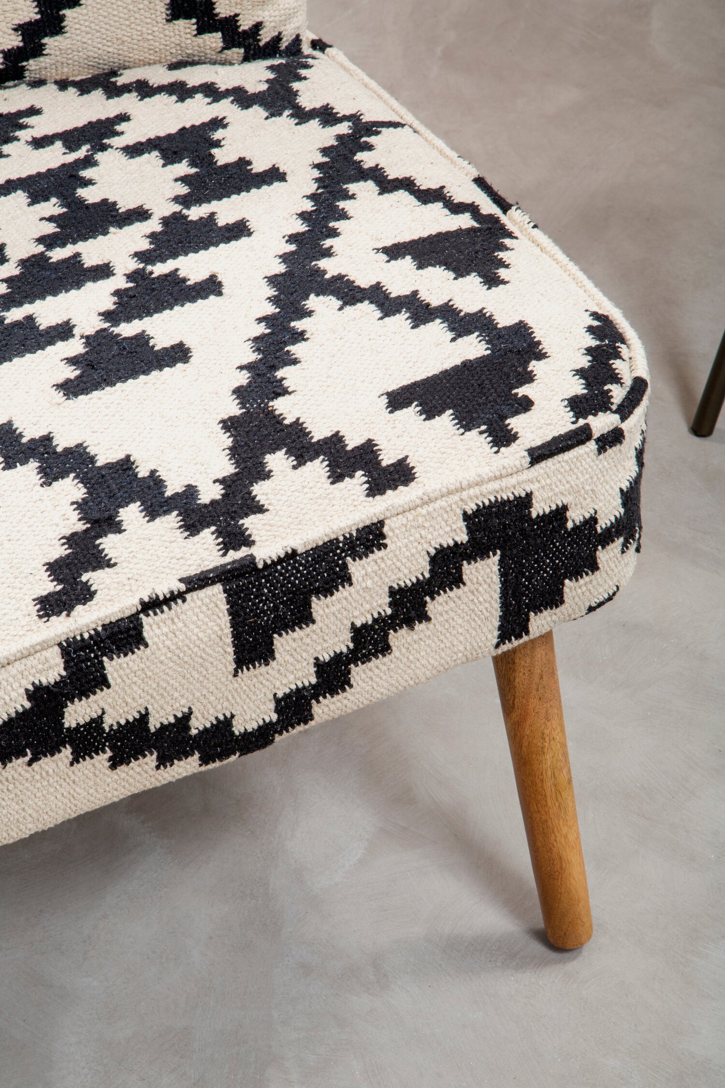 Aztec White and Black Berber Style Mango Wood Occasional Chair